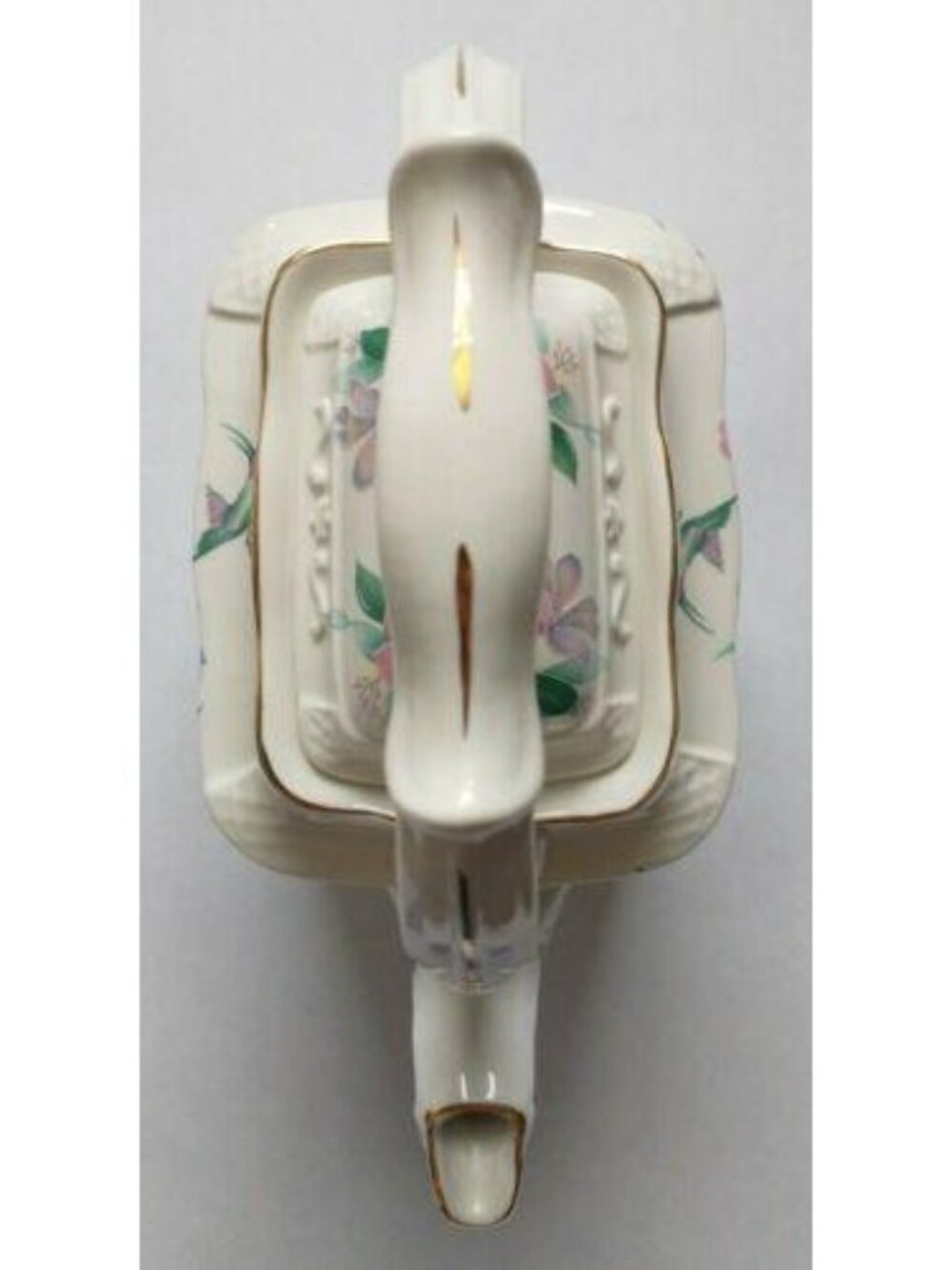 Crown Dorset Staffordshire Teapot Hummingbird Lidded Carriage style Gold Trim - Picture 4 of 4